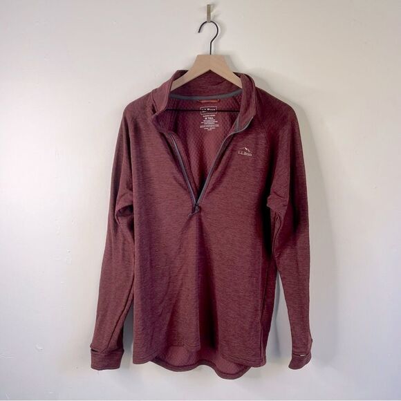 L.L. Bean Airlight Knit Pullover Maroon size Medium Tall Quarter Zip Sweatshirt - Picture 1 of 5